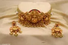 Brass Choker Necklace with Earrings for Women 