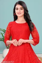 Net Kurti for Women,  Red  