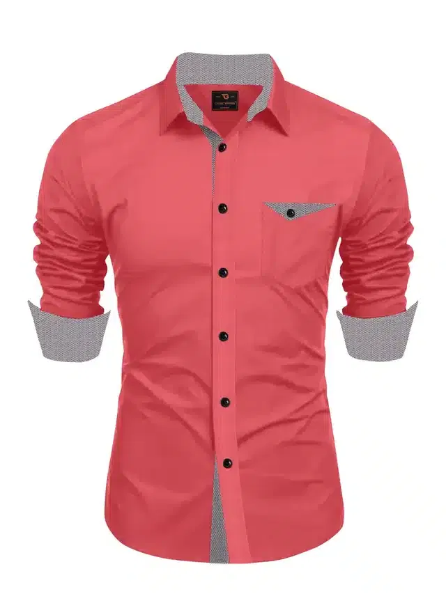 Full Sleeves Shirt for Men (Pink, XXL)