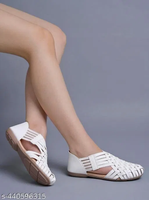 Solid Synthetic Mules for Women (White, IND-8)