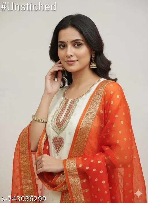 Silk Blend Punjabi/All Over Suits for Women (, 5.85 meter (S)) (Multicolor, 6.05 meter (M)