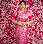 Litchi Silk Zari Woven Saree for Women, Pink 