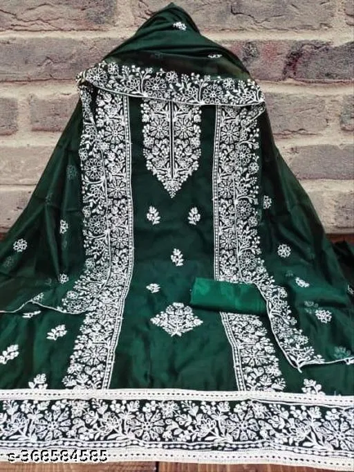 Embroidered Ethnic Motif Patiala Suits for Women (Green, Un Stitched)
