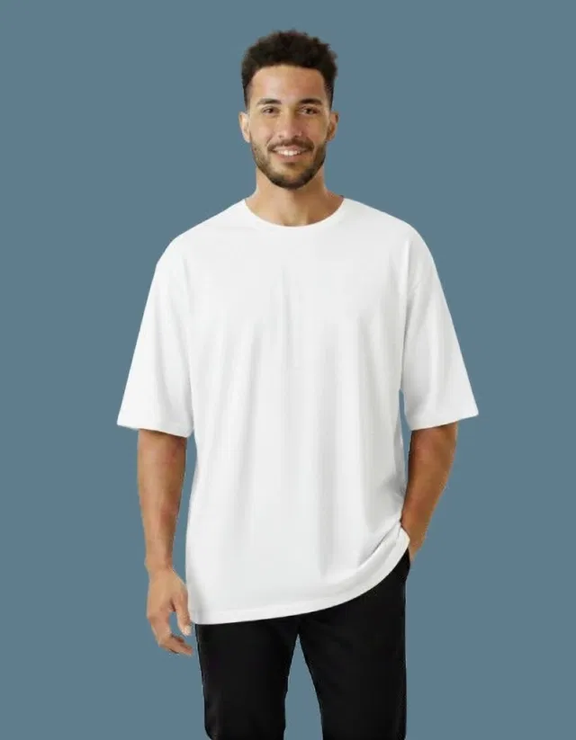 Cotton Blend Round Neck T-shirt for Men, White (XL)