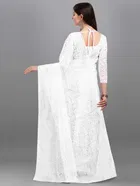 Net Solid Saree for Women 