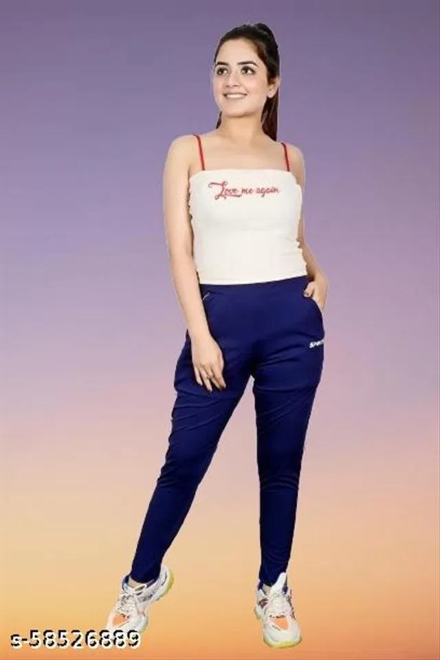 Polyester Trouser for Women (Blue, 30)