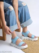 Shoetopia Platform Sandals Blue Size IND-5