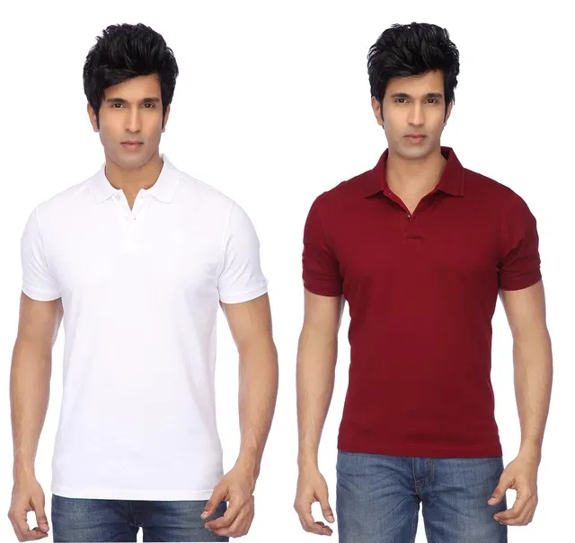 Solid Polo T-shirt for Men, Pack of 4 (Multicolor, M)