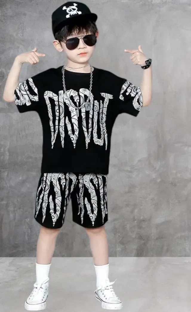 Cotton Printed Clothing Set for Kids (Black, 4-5 Years)