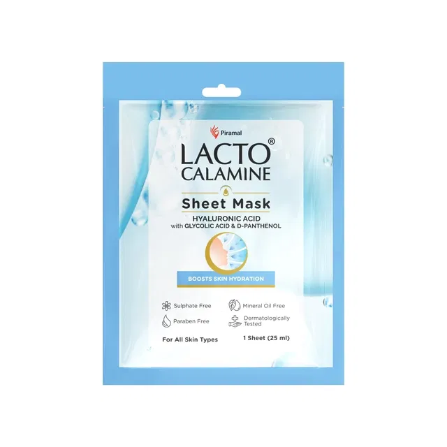 लैक्टो कैलामाइन हायलूरॉनिक एसिड शीट मास्क 25 ml (1 शीट)