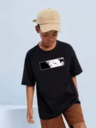 Round Neck Printed T-Shirt for Boys (Black, 6-7 Years)