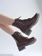 Solid Heeled Boots for Women Brown 