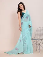 Silk Woven Design Saree for Women, Aqua Blue 
