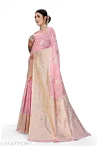 Linen Zari Woven Saree for Women 