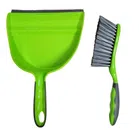 Combo of Plastic Heavy Duty Dust Pan with Brush (Green, Set of 2)