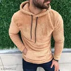 Woolen Full Sleeves Hooded Sweatshirt for Men (Light Peach, XL)
