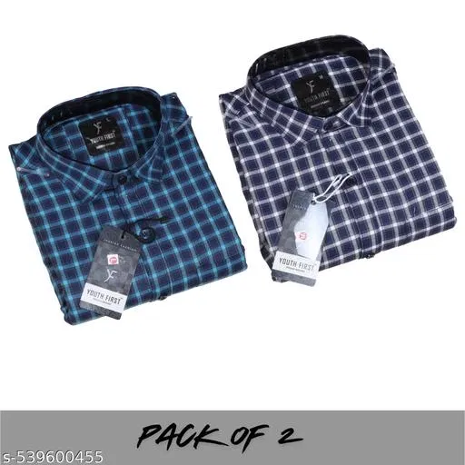 Polycotton Checked Shirts for Men, Multicolor (L)