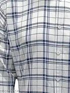 Cotton Blend Checked Shirt for Men, White 