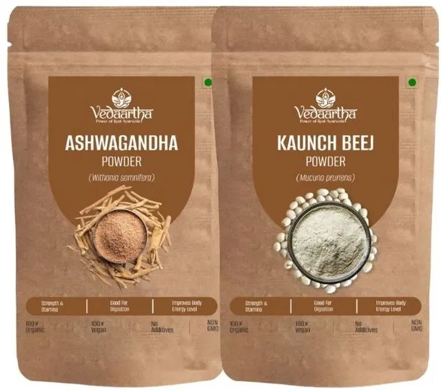 Vedaartha Ashwagandha & Kaunch Seed Powder, Pack of 2 (50 g)