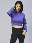Women's Corset Fit Round Neck Sweatshirt 