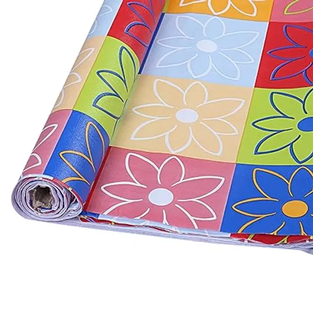 Laminated Non Woven Multipurpose Kitchen Cabinet Drawer Shelf Mat (Multicolor, 45x500 cm)