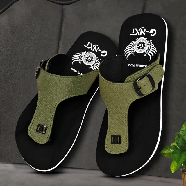 Slippers for Men (Olive & Black, 7)