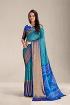 Moss Chiffon Printed Saree for Women 