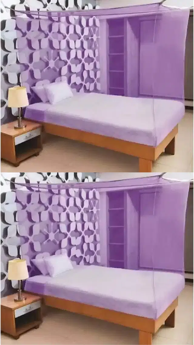Polyester Single Bed Mosquito Net (Pack of 2) (Purple, 6x3 feet)