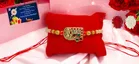 Metal Rakhi with Greeting Card & Roli Chawal 