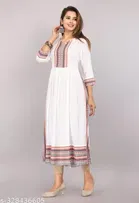Anarkali Rayon Embroidered Kurti for Women 
