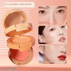 3 in 1 face blusher + highlihger with mini compact palette | travel friendly mini face blusher and highlihter palette 