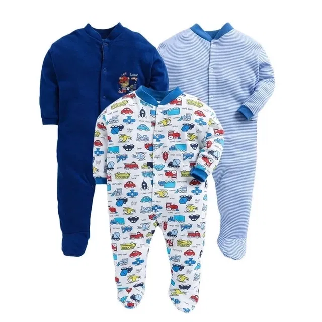 Hosiery Cotton Printed Rompers for Kids, Multicolor, Pack of 3 (9-12 Months)