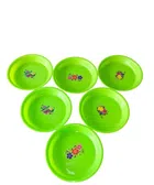Plastic Snacks Plates Set (Green, Pack of 6)