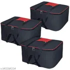 RAJ BAG Nylon Multi-Purpose 69.55 L Extra Large Toys Storage Bag/Stationery Paper/Blankets/Clothes Storage Bag(Red Black, Rectangular, 54x46x28 cm, Pack of 3)