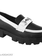 Shoetopia Solid Synthetic Loafers for Girls 