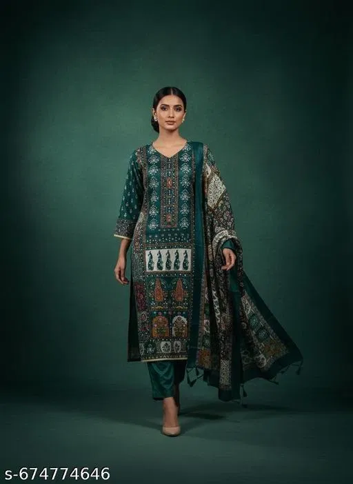 Synthetic Crepe Punjabi/All Over Suits for Women (Multicolor, Un Stitched)