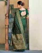 Silk Woven Design Saree for Women, Bottle Green 