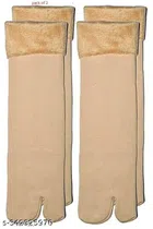 Velvet Winter Socks for Women (Beige, Set of 2)