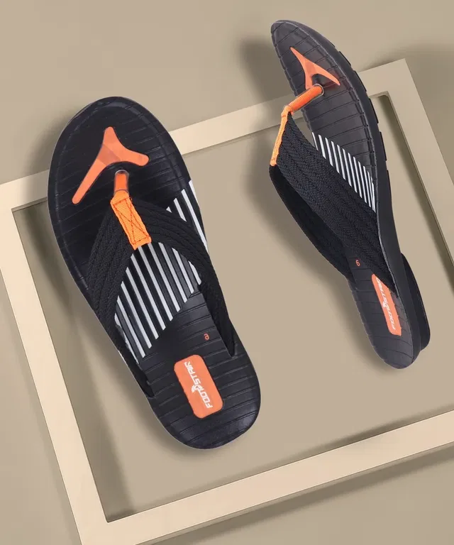 Slippers for Men (Black & Orange, 8)
