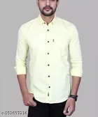 Cotton Solid Shirt for Men, Yellow 