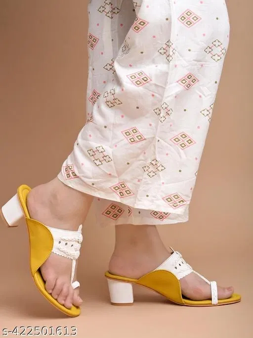 Shoetopia Yellow Open Toe Heel Sandals (IND-8)