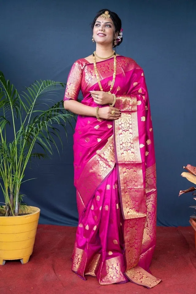 Silk Woven Design Saree for Women, Pink (6.3 m)