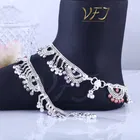 Brass Rhodium Plated Anklet Set 