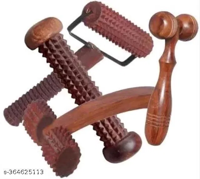 Wooden Body Massager Set (Brown, Set of 4)