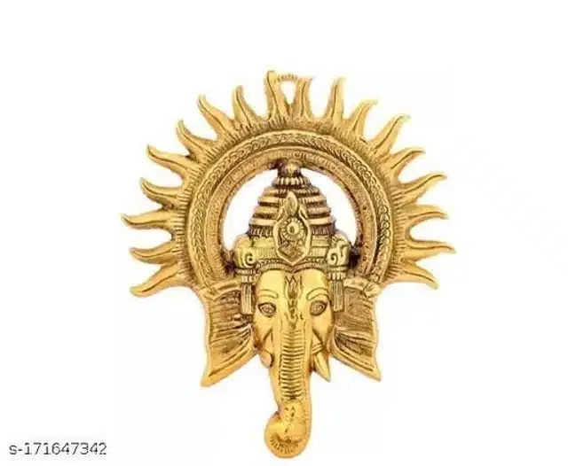 Metal God Ganesh Wall Hanging (Gold)