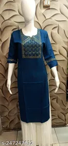 Rayon Slub Printed Kurti for Women 