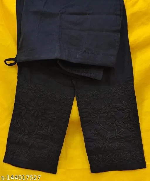 Cotton Solid Pant for Women, Black (Free Size)