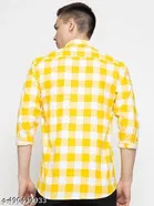 Cotton Blend Checked Shirt for Men, Yellow 