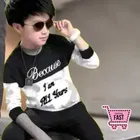 Cotton Blend Printed T-shirt for Boys, Black & White 