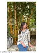 Ethnic Motif Cotton A-Line Kurti for Women, Pack of 2 